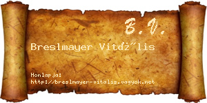 Breslmayer Vitális névjegykártya